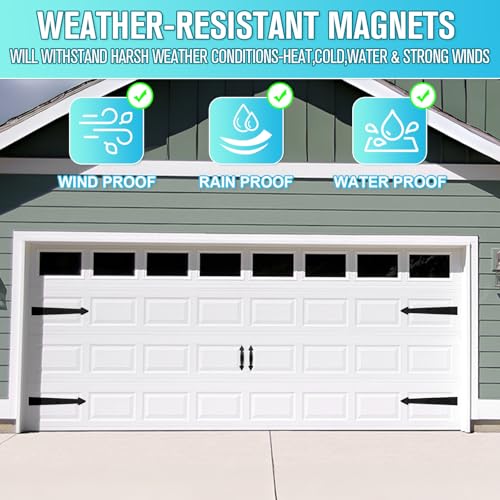 Magnetic Garage Door Hardware,Garage Door Magnetic Decorative Hardware 8 Hinges + 4 Handles for Iron Door,Easy Install,Durable & Waterproof (Classics Style,2 Pack) - style: Traditional