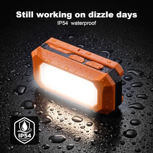 Rechargeable LED Work Light, 3000K-6500K CCT 500 Lumen, 40Hour Max, Adjustable 180° Stand IP54 Waterproof Portable Job Site Lighting for Auto Repair DIY Outdoor Camping, Gift for Man (Orange, 8, Watt)