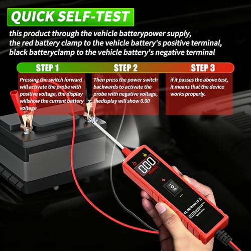 Power Circuit Probe Tester, 6-30V Automotive Circuit Tester, Test Light - color: Red