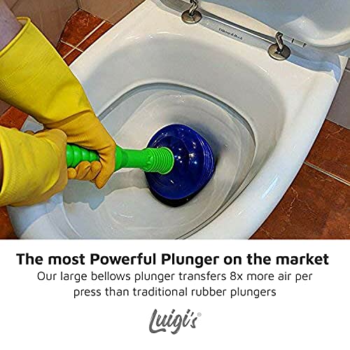 Luigi's Toilet Plunger - Unclogger Plungers for Bathroom - Heavy Duty Clog Remover with Effective Unblocker Bellows Design - Remover Tool to Unblock Toilet Blockage - Blue - size: Blue Toilet Plunger