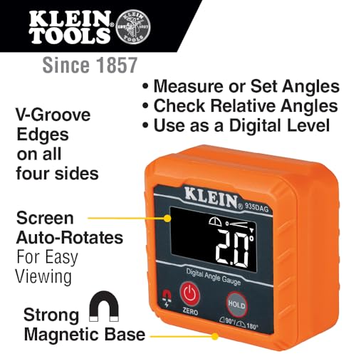 Klein Tools 935DAG Digital Electronic Level and Angle Gauge, Measures 0 - 90 and 0 - 180 Degree Ranges, Measures and Sets Angles - style: Gauge / Level