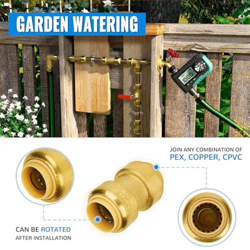 SUNGATOR 3/4 Inch Coupling, Push Pex Fittings 3/4 Inch, Brass, 12-Pack - color: Brass Coupling, 12 Pack, size: 3/4 Inch