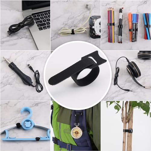 Nettbe Reusable Cable Ties, 126 PCS 8 Inches Adjustable Cord Straps Wire Organizer Cord Wrap and Hook Loop Cable Management - size: 8inches-126PCS