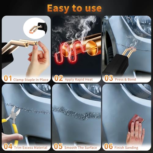 Plastic Welder Kit, 1200PCS Staples, Hot Stapler for Bumper Repair - color: Black