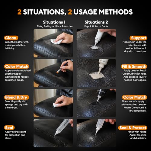 Leather Repair Kit for Furniture, Vinyl Repair Kit Restore Leather Surface - color: Black