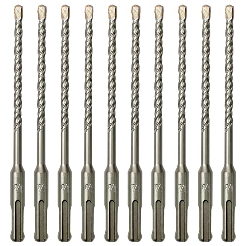 10-Pack SDS Plus 1/4" x 6" Rotary Hammer Drill Bits, Carbide Tipped for Brick, Stone and Concrete - size: 1/4" x 6" (10-Pack)