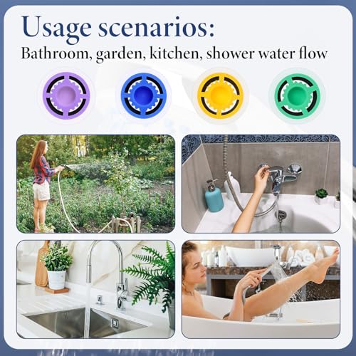 4 Pcs Shower Head Flow Restrictor, 1.2/1.5/1.8/2.0 GPM Shower Head Water Saver Plastic Flow Restrictor for Showers Heads, Water Saver Faucet Adapters Limiter Pressure Reducer for Bathroom Toilet
