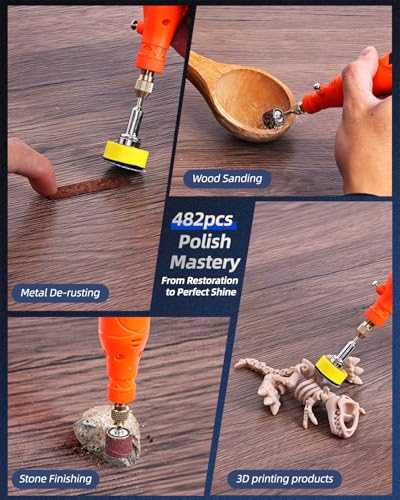 Elechiakan 482 PCS 1 Inch Sanding Discs and Drums for Dremel, 60-10000 Grit