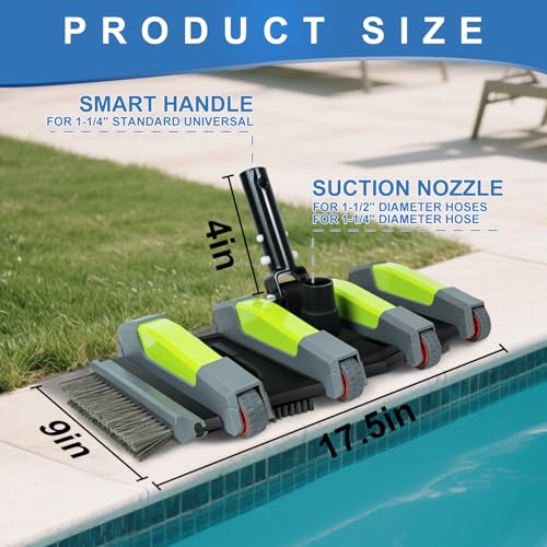 Heavy Duty Pool Vacuum Head, 17.5 in, 3.2 lb Weighted, Gray