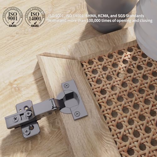 Chibery 10 Pack Frameless Half Overlay Soft Close Concealed Hinges, Black Titanium Plated, Self Closing, 105° Open Angle 3D Adjustment, Stop 85 ＆ 105 Degrees, Clip On, Stainless Steel for Cabinet Door - size: Half Overlay