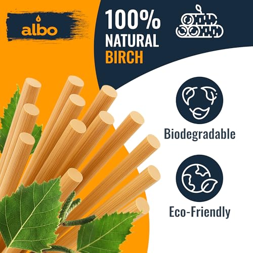 ALBO Wooden Dowel Rods 100 PCS 1/8" x 6" Inch Round Wood Sticks for Crafts, DIY Projects and Macrame Hardwood Assorted Bouquet Sticks Cake Dowels for Tiered Cakes - size: 1/8" x 6" 100 Pcs