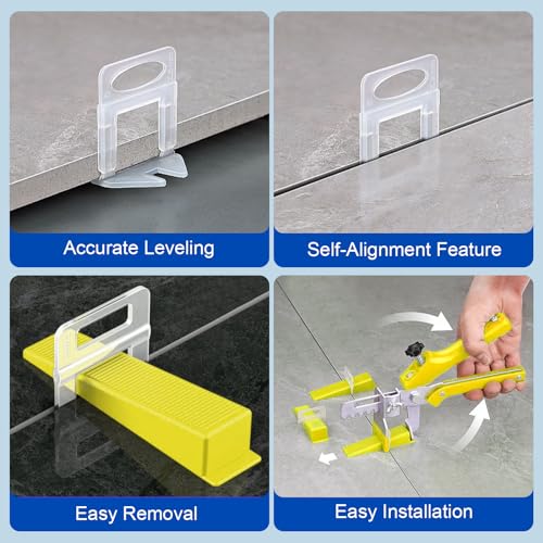 DGSL Tile Leveling System Clips - 500-Piece DIY Tiles Leveler Spacers - Tile Leveling System for Professional Ceramic Tile and Stone Installation (1/8 Inch) - size: 1/8 Inch