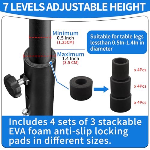 VinBee Folding Table Leg Extenders,Folding Table Risers,7-Levels Height Adjustable Risers for DIY & Office,Dining,Standing Desk 4Pack(7 Level 17.3 inch) - size: 17.3 inch(7 LEVELS)