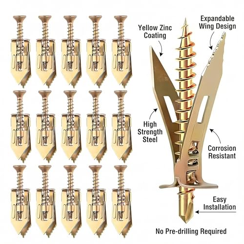 50Pcs Self Drilling Drywall Anchors with Screws Zinc Plated