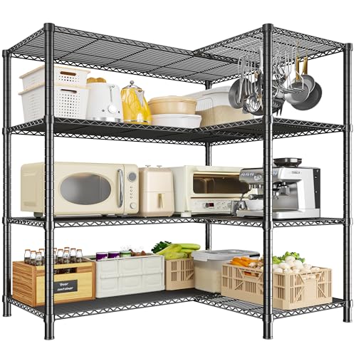 Romorgniz 52.4" W Storage Shelves, 1120LBS Heavy-Duty&L-Shaped for Kitchen - size: 13.78"D x 52.36"W x 59"H