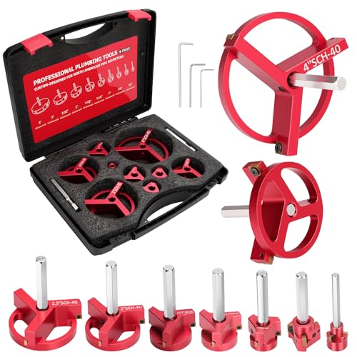 PVC Pipe Reamer, 9Pcs Pipe Reamer for SCH40, Includes 1/2 inch, 3/4 inch, 1 inch, 1-1/4inch, 1-1/2inch, 2inch, 2-1/2inch, 3inch, 4inch Head Aluminum with 2 Blades PVC Fitting Saver - size: JD-9PCS-XK