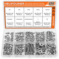 HELIFOUNER 250 Pieces #6-32 x 3/16" 1/4" 5/16" 3/8" 1/2" 5/8" 3/4" 1", Button Head Socket Cap Screws Bolts Washers Nuts Kit, Coarse Thread, Fully Machine Threaded, 304 Stainless Steel - size: #6-32, style: Button Head