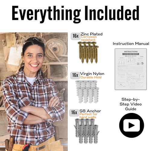 EVALD Heavy Duty Floating Shelf Brackets 8 Inch, Hidden Shelf Brackets with Screws & Anchors, Heavy Duty Shelf Brackets, 8 Inch Shelf Brackets (4 Pack) - size: 8 Inch, style: 4 Pack Heavy-duty