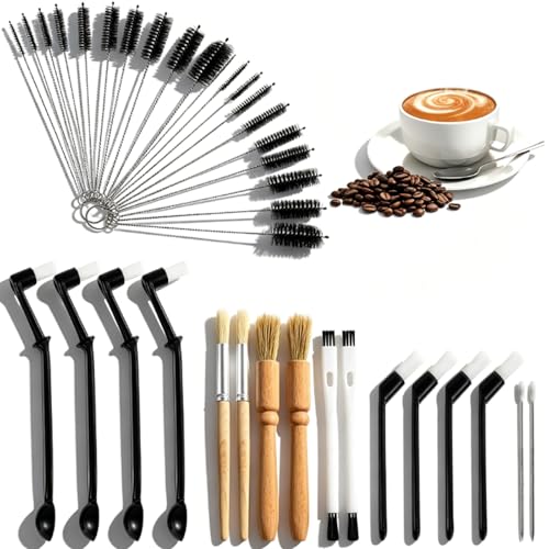 36PCS Coffee Brush Set, Espresso Machine Cleaning Brush Kit with Nylon & Bristle Brushes, Coffee Grinder Cleaning Brush Set,Long Handle Straw & Bottle Brush Kit, Espresso Brush for Home Cafe Barista - color: Multicolor 36pcs
