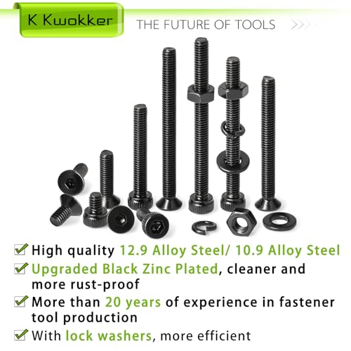 2540Pcs M3 Screw Kit 4MM to 35MM, M3 Socket Head Screws & Flat Head Screws, Upgraded Zinc Plated Assorted Nuts and Bolts Assortment Kit Black M3 Screws with Nuts, Washer and Lock Washers - size: G. M3