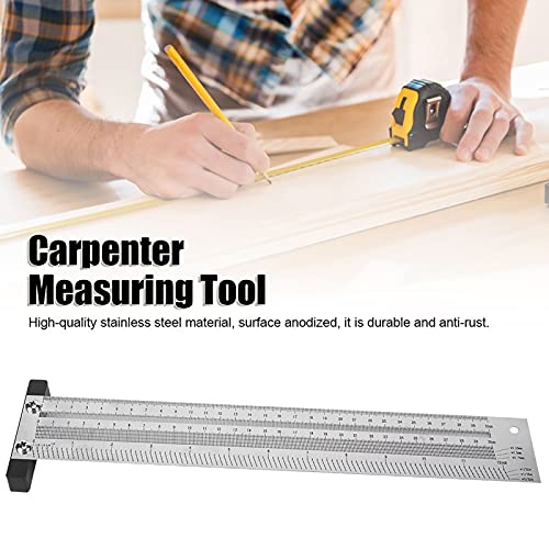 Ultra Precision Marking T-Rule Hole Ruler Stainless Scribing Mark Carpenter Line Carpenter Measuring Tool(12 inches) - size: 12 inches