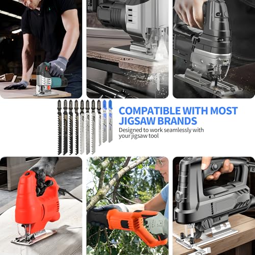 20 PCS Jigsaw Blades,High Carbon Steel Assorted T-Shank jig Saw Blades for Wood, Metal, Plastic Cutting(T101B,T101BR,T101D,T144D,T244D,T111D,T111C,T118A,T118B,T101A0) - size: 20PCS