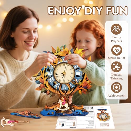 3D Wooden Puzzles for Adults-Tree of Life Clock Puzzle-Adult Craft - color: Tree of Life Clock