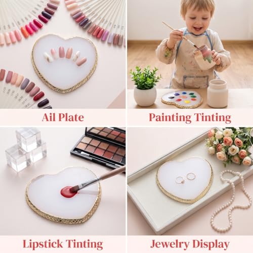 Ouligay 2PCS Nail Art Palette Gold Edge Resinnail Polish Palette Mixing Tool