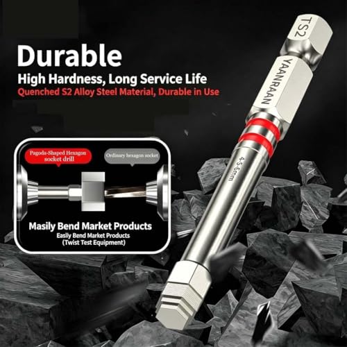6PCS Magnetic Hex Shank Screwdriver Bits Set, Pagoda-Shaped Socket, Suitable for metal structures of various sizes for electric drill wrenches