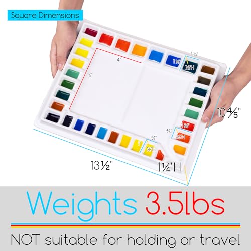 MEEDEN Ceramic Watercolor Palette: 33-Well Large Paint Palette with Lid - size: 13.5 x 10.8 inch-with lid