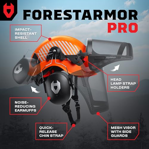 NoCry ANSI Z89.1 Rated Arborist Helmet — Chainsaw Helmet with Face Shield and Ear Muffs — Adjustable Hard Hat with Adaptive Ventilation; Impact-Resistant Mesh Face Shield for Forestry with Side Guards - style: Improved