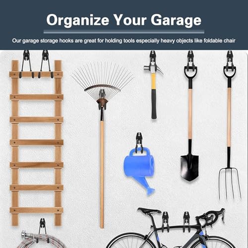 2 PCS Garage Storage Utility Hooks, Heavy Duty Metal Wall Mount Hooks, Wave Hook Garage Garden Tool Organizer, Fit for Cord, Badminton Rackets, Hoses, Bikes, Tools (Black) - size: Wave hooks