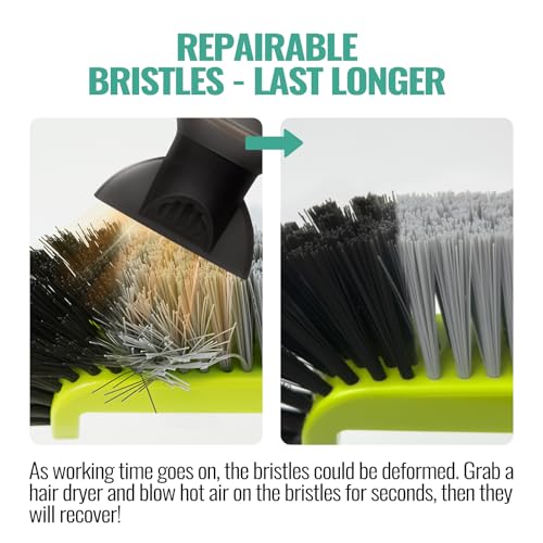 18" Pool Brush Head - Scrub Brush, Curved Ends, Fits Φ1.25” Poles - color: Black & Gray