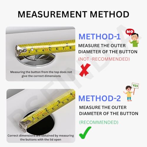 48 mm Dual Flush Valve Replacement Button,topper,pusher for Glacier Bay,AquaSource and other Dual Flush Toilets Designed for Tank Lid Mount,Half/Full Flush mechanism with 304 Steel Spring