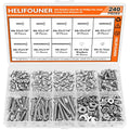 HELIFOUNER 240 Pieces #6-32 Phillips Pan Head Machine Screws Nuts Washers Assortment Kit, Coarse Thread, Fully Machine Threaded, 304 Stainless Steel - size: #6-32, style: Phillips Pan Head