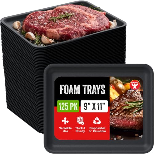 Hygloss Black Foam Trays for Food & Crafts, 9 x 11 Inch, Pack of 125 - color: Black, size: 9 x 11-Inch, style: 125 Pieces
