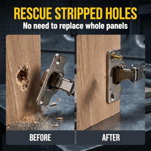 50 Pack 6×14mm Short Expansion Screw Set, Cabinet Hinge Repair Stripped Thread Restoration, Suitable for Tile Stone Wood and More