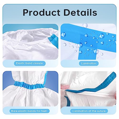 5 Pairs Disposable Hazmat Shoe Covers, 18.5" Tall, Waterproof