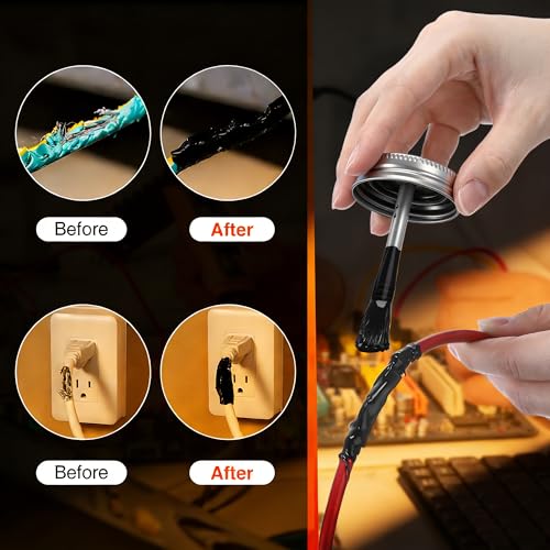 Liquid Electrical Tape 4oz Waterproof Liquid Tape Electrical Insulating Glue with Brush Cap, High Temperature Resistant Flexible Rubber Coating for Wires Cables, Plug, Automotive(Black) - color: Black