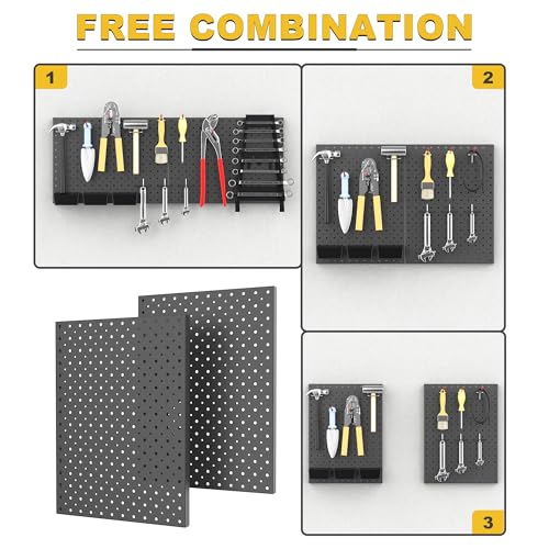 Ultrawall Metal Pegboard Panels, Pegboard Wall Organizer, Black Peg Boards - color: Black, size: 16x12"- 2 Pcs
