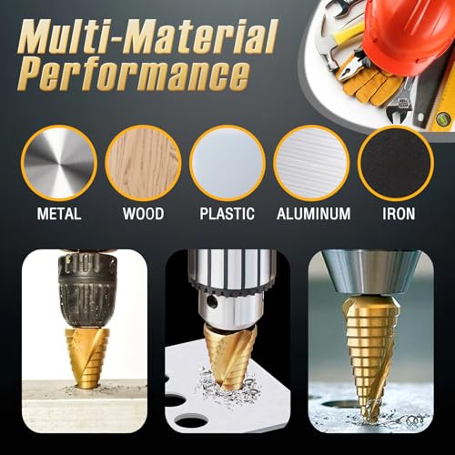 Step Drill Bit Set - 5PCS Titanium HSS Step Bit with Two Spiral Flutes - color: 5Pcs Spiral Set