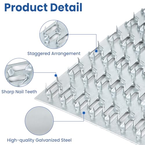 30 Pack Truss Plates, 4" x 8" Pronged Truss Mending Plate with Nail Teeth, Galvanized Steel Repair Tie Plate Bracket for Roofting Truss Wood Timber Connector - size: 4" x 8"
