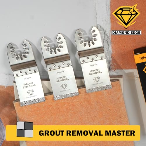 TOLESA Diamond Oscillating Saw Blades for Grout and Mortar, 3-Pack - size: 3 PCS