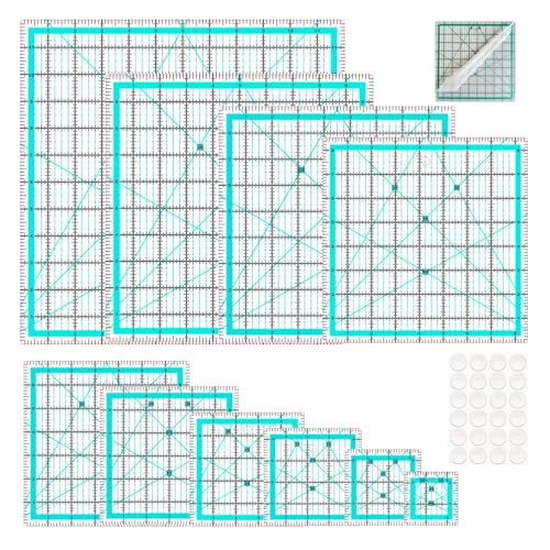 10 Quilting Square Rulers(2.5",3.5",4.5",5",6",7",8.5",9",10",12") - color: lake blue