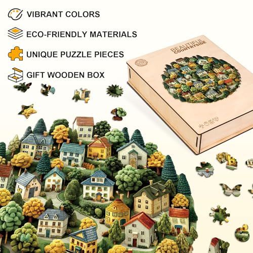 Wooden Puzzle for Adults-Beautiful Countryside Wood Jigsaw Puzzle-S-85 PCS - color: Beautiful Countryside, size: Small