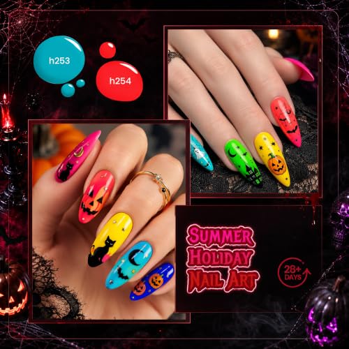 Beetles Halloween Gel Nail Polish Set, 6 Colors Fall Gel Nail Polish Set - color: Dreamy Summer