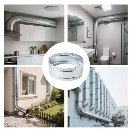 8 Inch Round Galvanized Steel Duct Connector - Metal Ventilation Pipe Coupler - Dryer Vent Hose Extension - HVAC Ducting Coupling for Straight Connection - size: 8 Inch