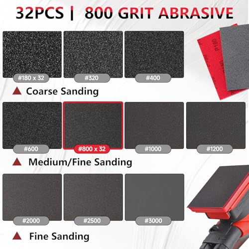 32 PCS 800 Grit Sanding Sponge, Soft and Flexible Sandpaper Block - style: 32Pcs 800Grit
