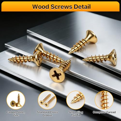 325PCS Wood Screws Assortment Kit, 9 Sizes Phillips Flat Head