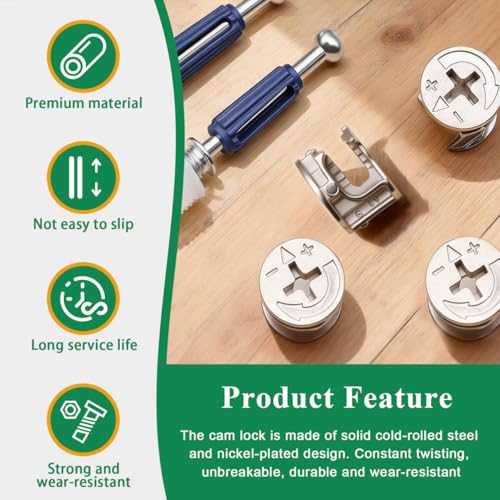 170PCS Cam Locks for Furniture,3-in-1 Eccentric Hardware Wheels, Cam Lock Nuts and Cam Screws, Furniture Cam Lock Fasteners for Drawer Dresser Cabinet - size: 170pcs-sliver